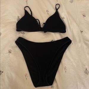 Black Ribbed Bikini Set - Abercrombie and Fitch